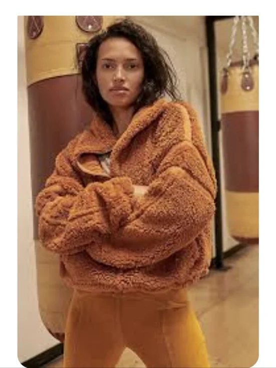 Free People Nantucket Toasted Coconut Teddy Fleece Pullover S.XS - Picture 2 of 11